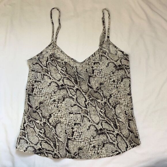 Reformation Rhodes Silk Snake Print Tank Top Cami XS White Black Python Boa - Picture 9 of 10